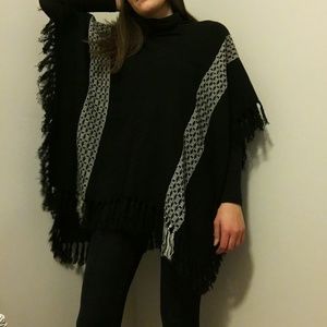 Black Fringe Poncho